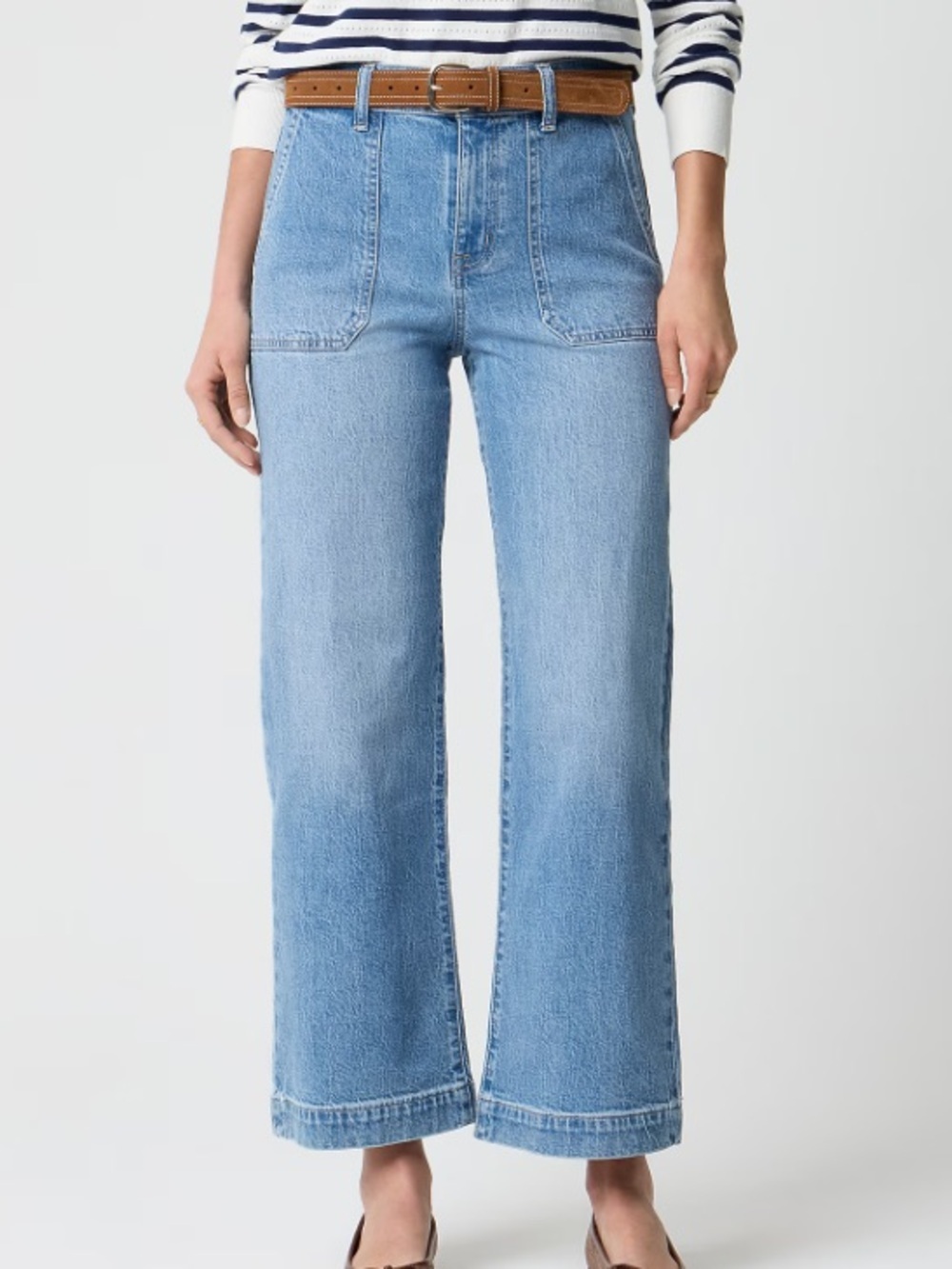 J crew Wide-leg cropped utility-pocket jean in all-day stretch clear sea wash
